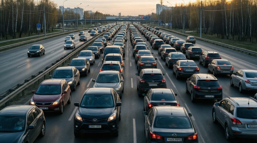 Ситуация на дорогах сегодня: пробки, ремонты, перекрытия и аварийные участки в Уфе, Брянске и на трассах - иллюстрация