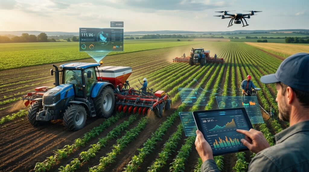 Сельское хозяйство: посевная/уборочная, цены на продукцию, поддержка фермеров - иллюстрация