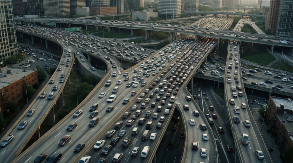 Ситуация на дорогах сегодня: пробки, перекрытия, ДТП и ремонт трасс в двух регионах - иллюстрация