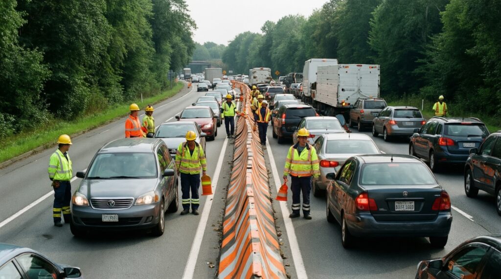 ДТП и дорожная обстановка: пробки, ремонты, перекрытия и аварийные участки - иллюстрация