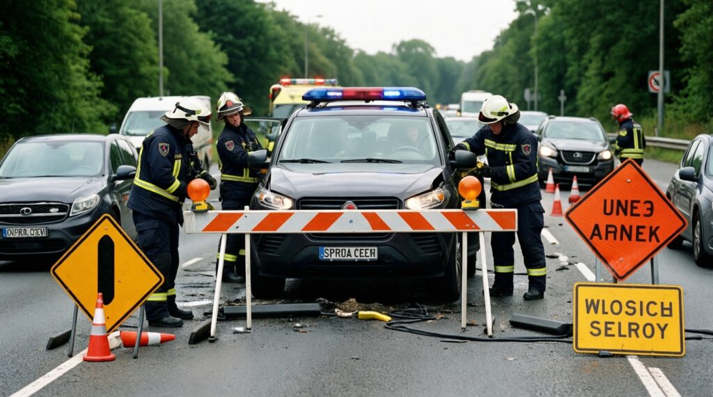 ДТП и ситуация на дорогах: пробки, аварии, перекрытия, ремонт трасс - иллюстрация