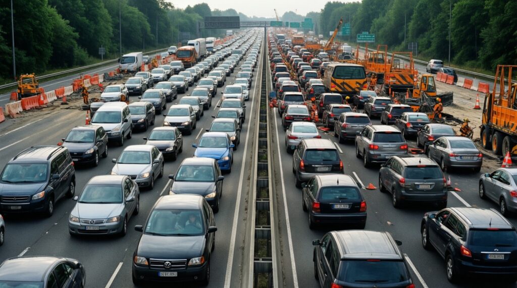 Дорожная ситуация сегодня: пробки, перекрытия, ремонты и альтернативные маршруты - иллюстрация